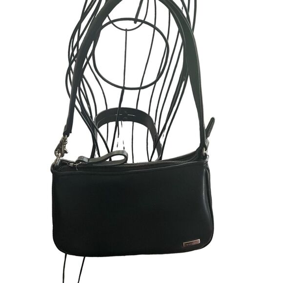 Vintage 90s Y2K Nine West Black Leather Mini Shoulder Bag - Picture 1 of 6